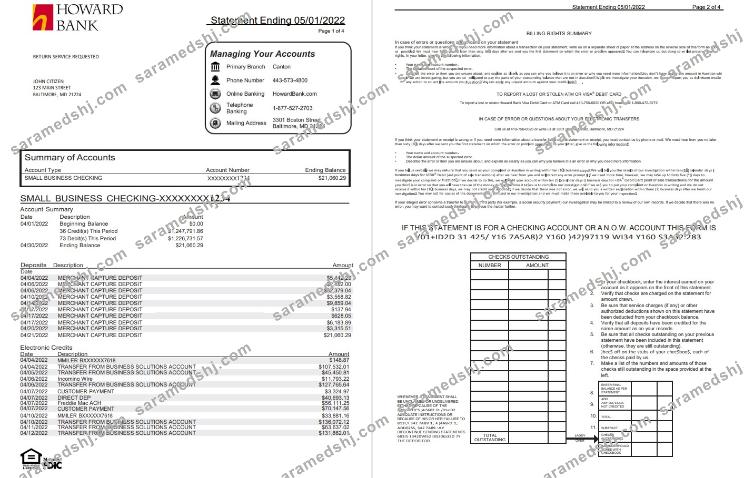 USA Howard bank statement 4 pages